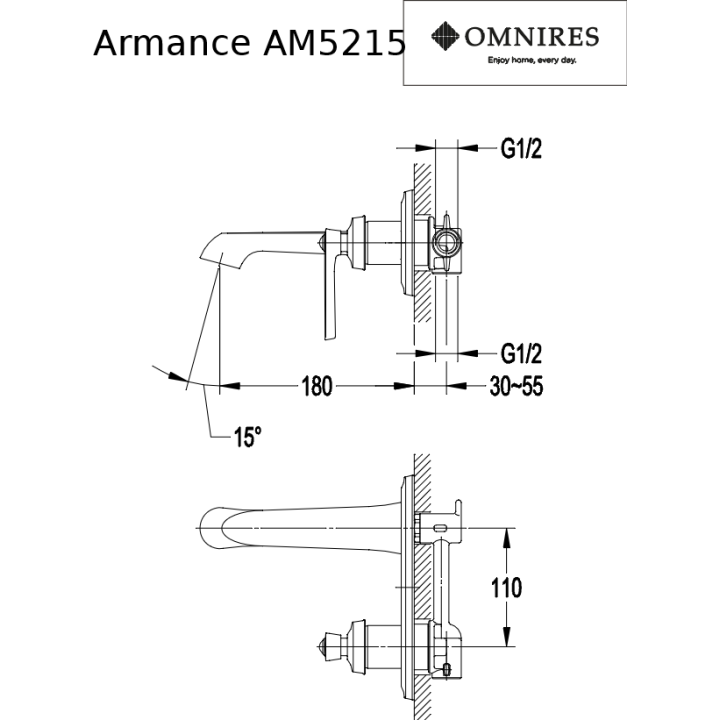 Bateria umywalkowa Omnires Armance podtynkowa chrom AM5215CR