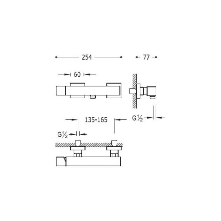 Bateria natryskowa jednouchwyt. Tres Cuadro Ex. czarny mat 00716703BM