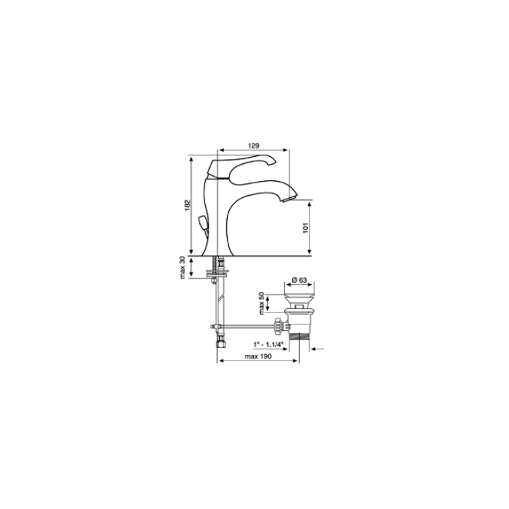 Bateria umywalkowa stojąca EMMEVI ARES chrom 76003CR