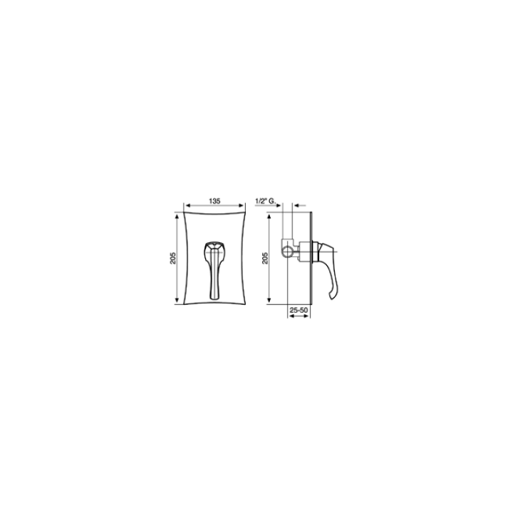 Bateria podtynkowa 1-drożna EMMEVI ARES chrom 76009CR