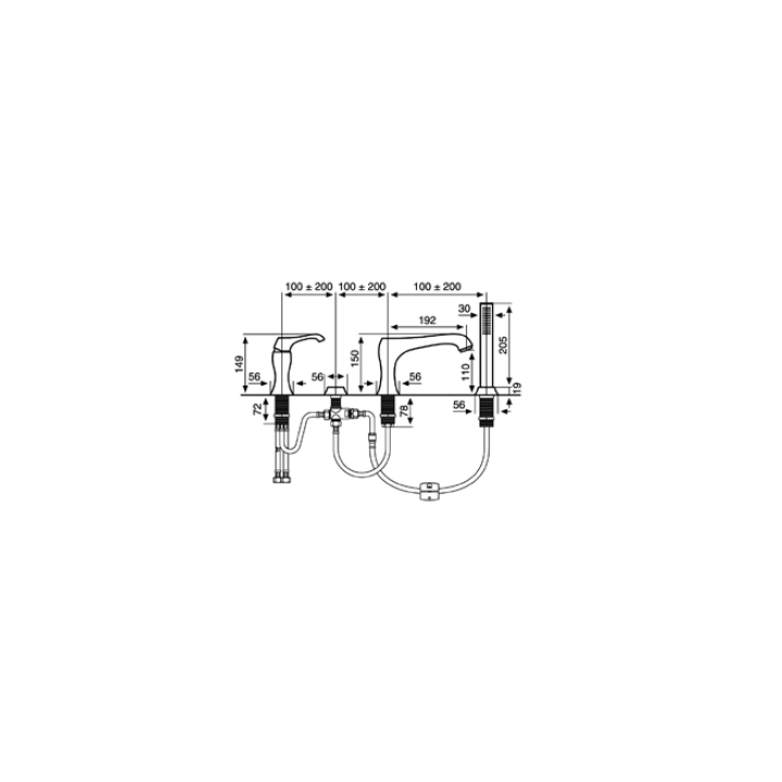 Bateria wannowa 4-otworowa EMMEVI ARES chrom 76120CR