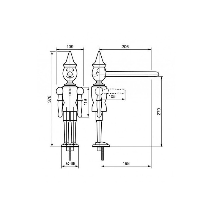 Bateria umywalkowa EMMEVI PINOCCHIO drewniana 1883LC