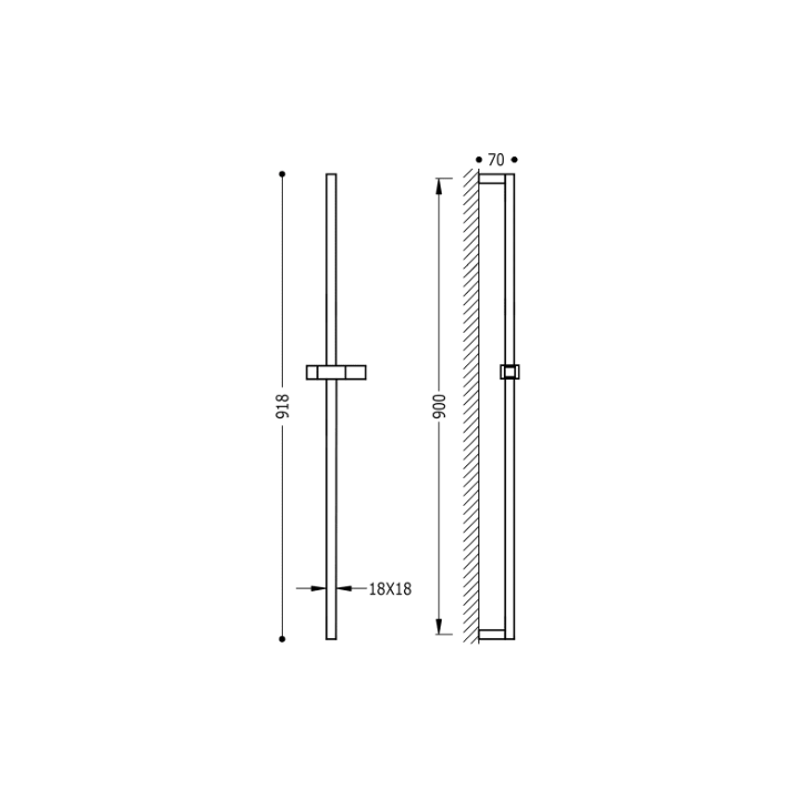 Drążek prysznicowy 900 mm TRES CUADRO-TRES chrom 134520