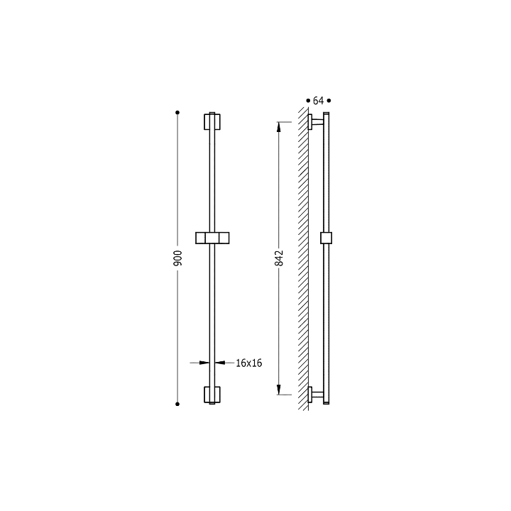 Drążek prysznicowy 842 mm TRES CUADRO-TRES chrom 107935