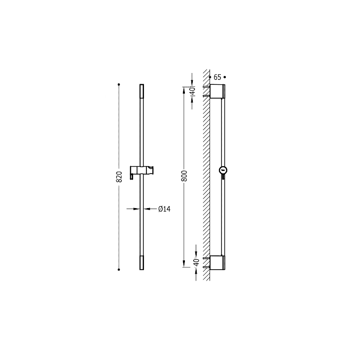 Drążek prysznicowy 800 mm TRES chrom 03463701