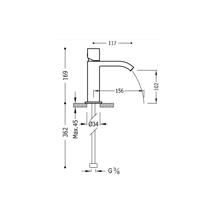 Bateria umywalkowa TRES CUADRO-TRES chrom 00610102