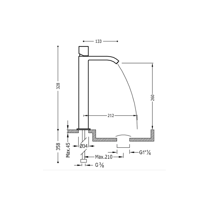 Bateria umywalkowa TRES CUADRO-TRES chrom 00681002