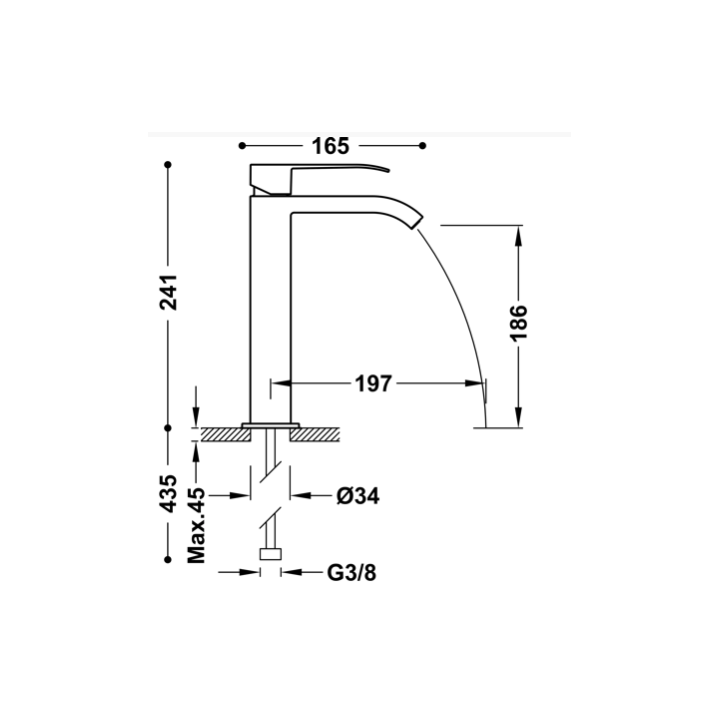 Bateria umywalkowa TRES CUADRO-TRES chrom 00661001