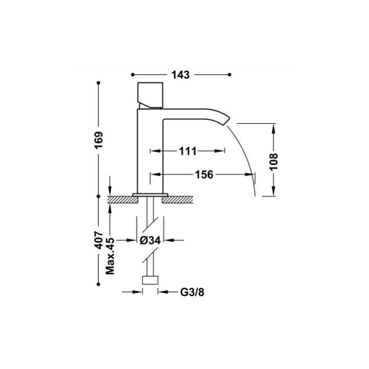 Bateria umywalkowa TRES CUADRO-TRES chrom 00611002