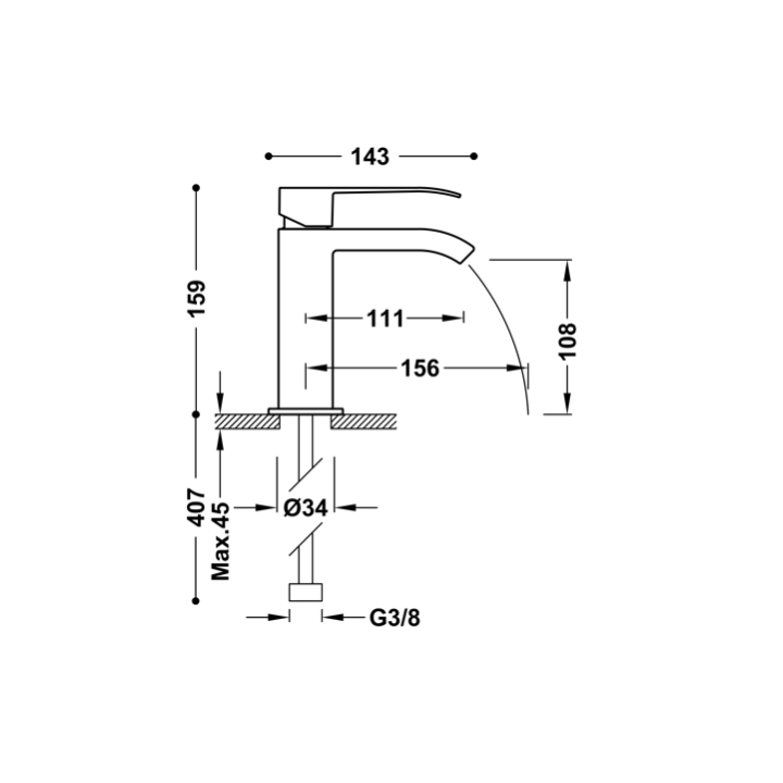 Bateria umywalkowa TRES CUADRO-TRES chrom 00611001
