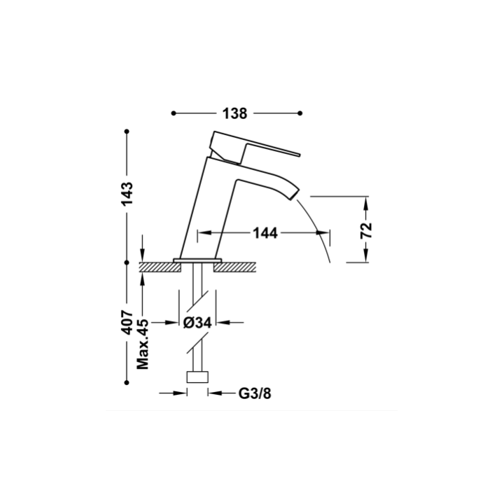 Bateria umywalkowa TRES CUADRO-TRES chrom 00620101