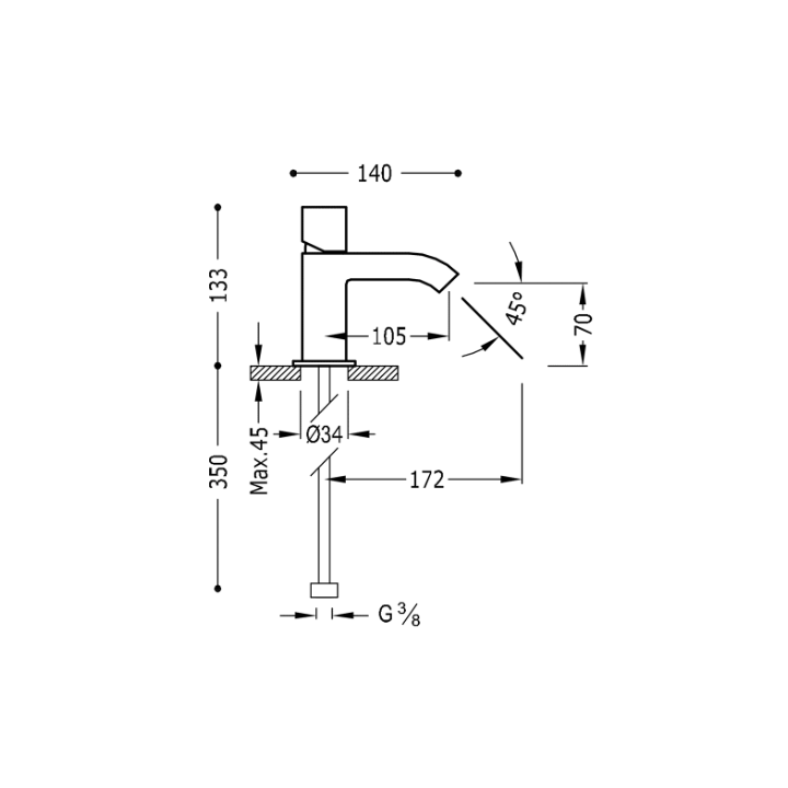 Bateria umywalkowa TRES CUADRO-TRES z perlatorem chrom 107103