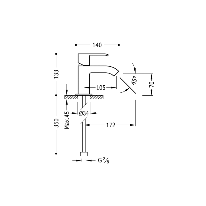 Bateria umywalkowa TRES CUADRO-TRES z perlatorem chrom 106103