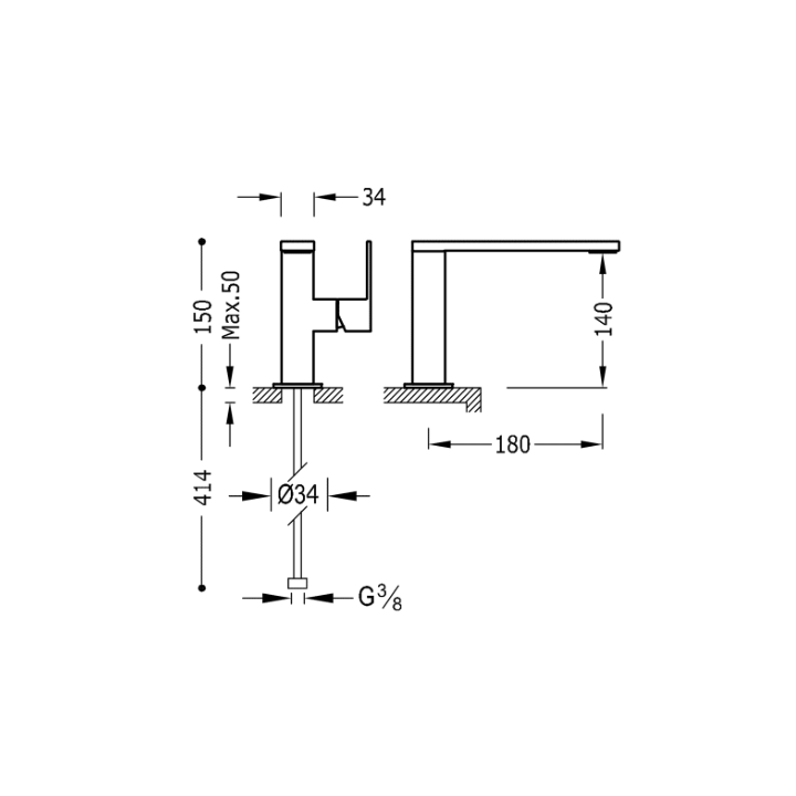 Bateria umywalkowa TRES CUADRO-TRES chrom 10620501