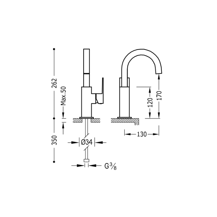 Bateria umywalkowa TRES CUADRO-TRES chrom 106605