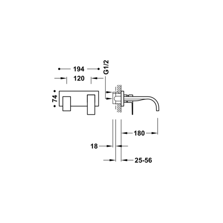 Bateria podtynkowa TRES CUADRO-TRES chrom 00630011