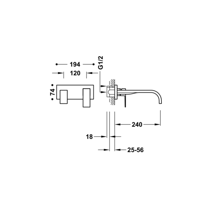 Bateria podtynkowa TRES CUADRO-TRES chrom 00630012