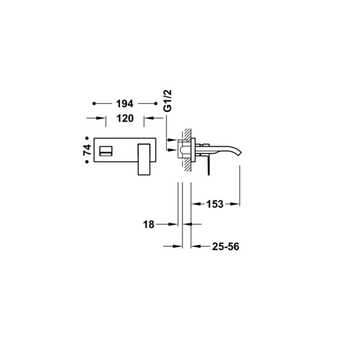 Bateria podtynkowa TRES CUADRO-TRES chrom 00630013