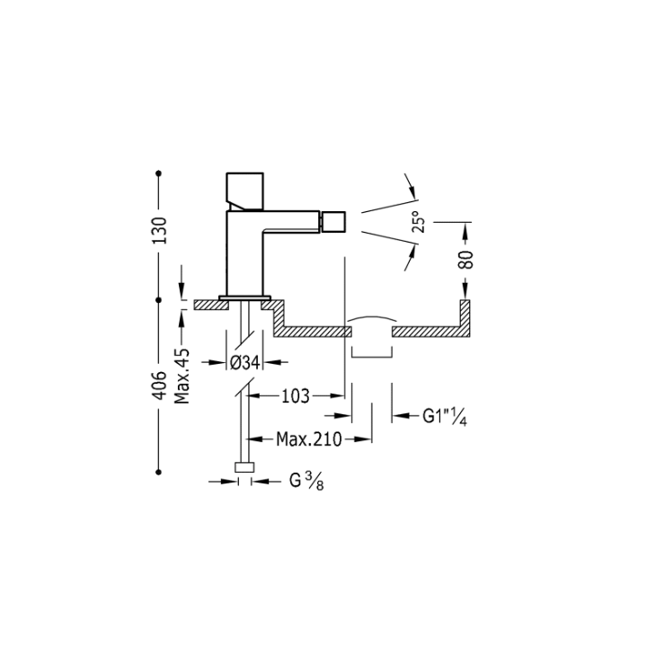 Bateria bidetowa TRES CUADRO-TRES z korkiem chrom 00712001D