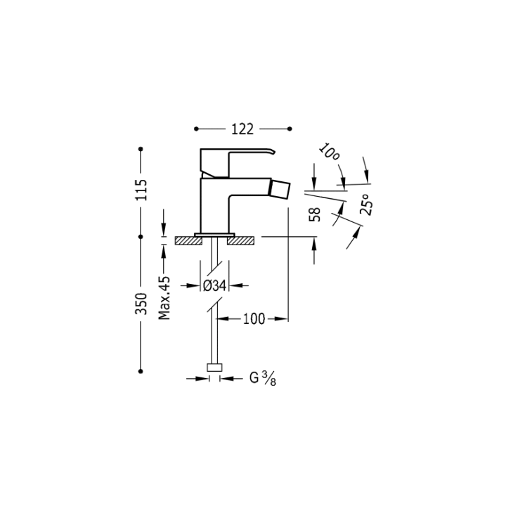 Bateria bidetowa TRES CUADRO-TRES chrom 00612001