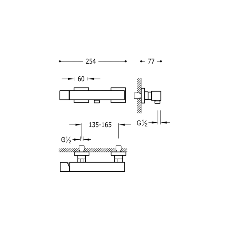 Bateria natryskowa TRES CUADRO-TRES chrom 107167