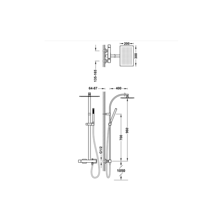 Zestaw natryskowy TRES CUADRO-TRES chrom 00719102