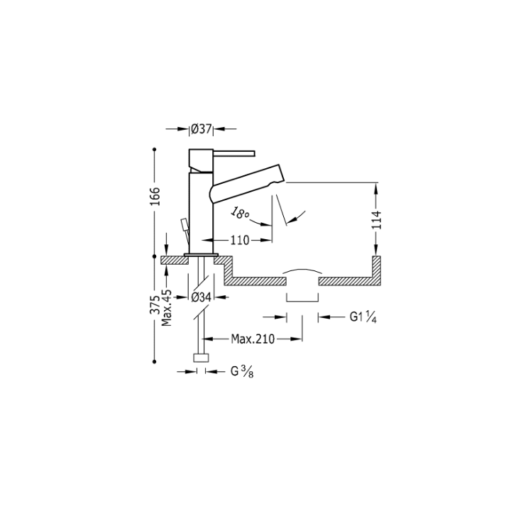 Bateria umywalkowa TRES MAX-TRES z korkiem chrom 06210301D