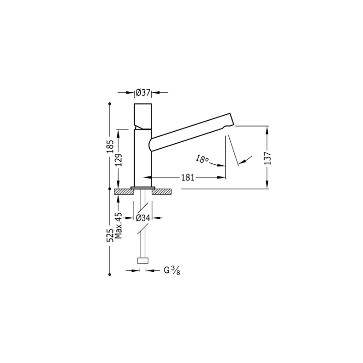 Bateria umywalkowa TRES MAX-TRES bez korka chrom 06120301