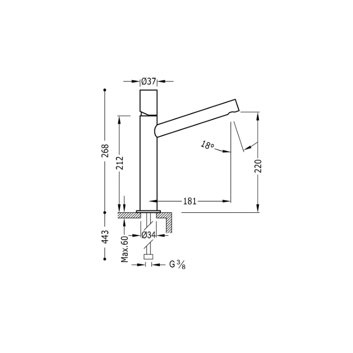 Bateria umywalkowa TRES MAX-TRES chrom 06120601
