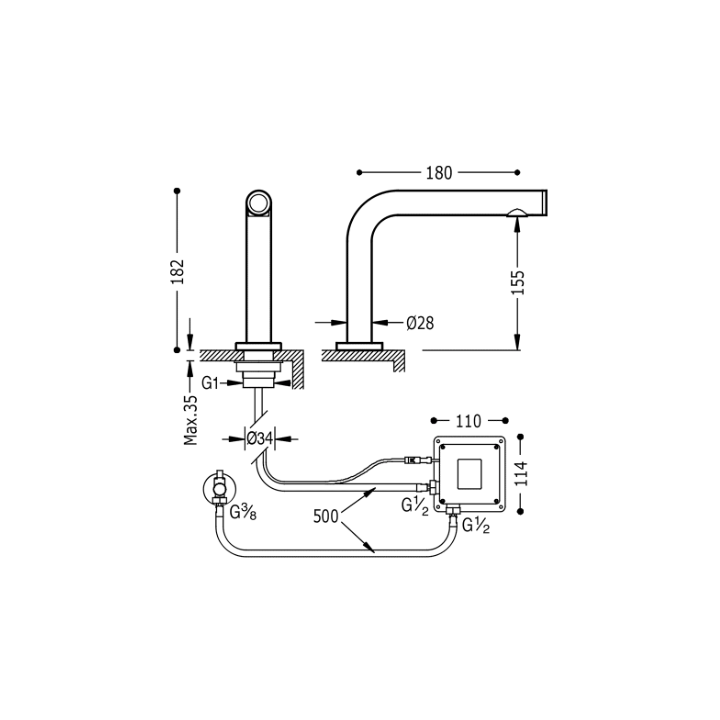 Elektroniczna bateria umywalkowa TRES MAX-TRES chrom 06144701