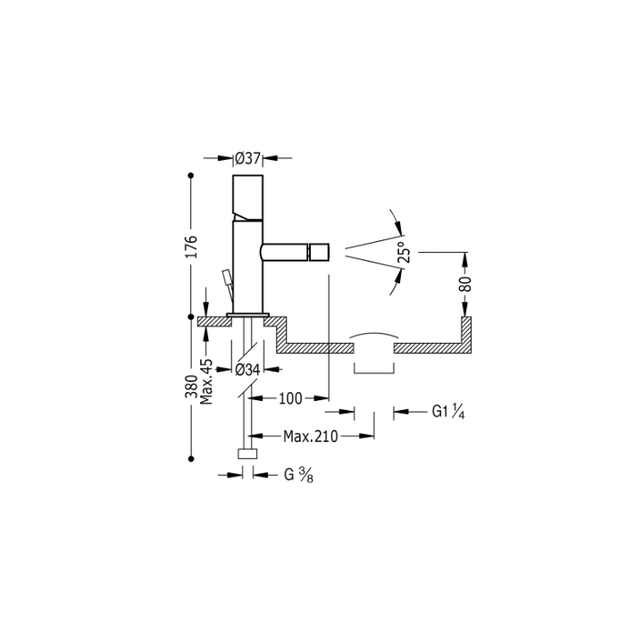 Bateria bidetowa TRES MAX-TRES z korkiem chrom 06112001D