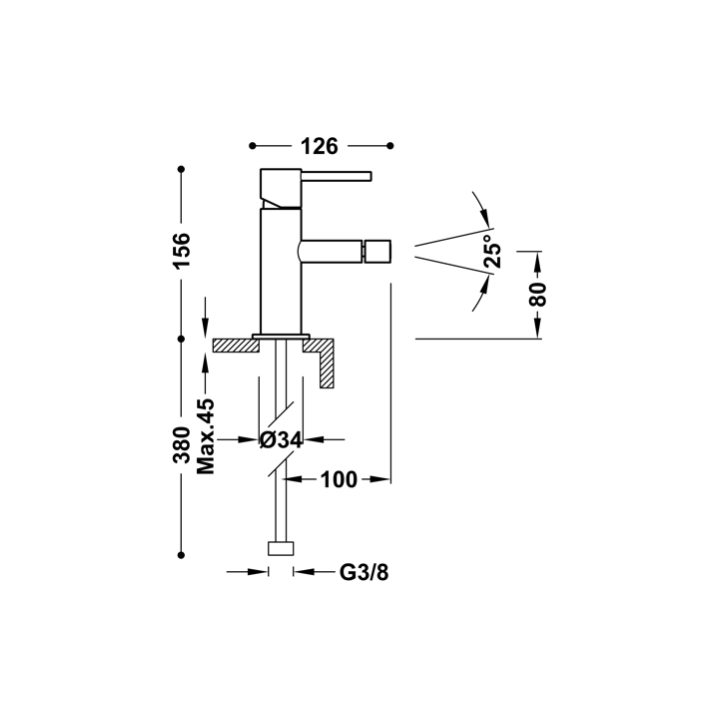 Bateria bidetowa TRES MAX-TRES bez korka chrom 06212001