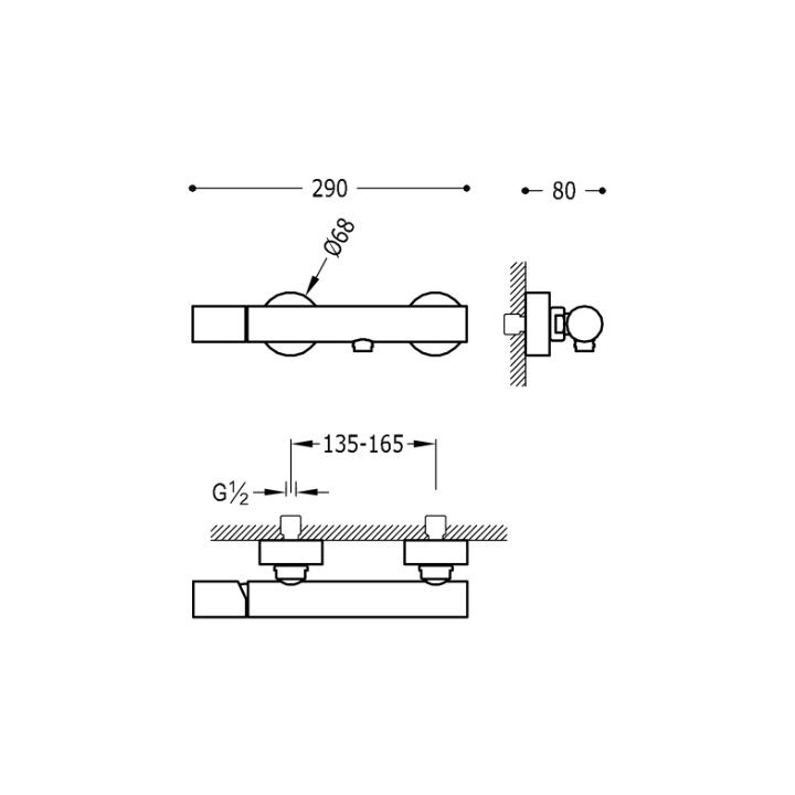 Bateria natryskowa TRES MAX-TRES chrom 06116701