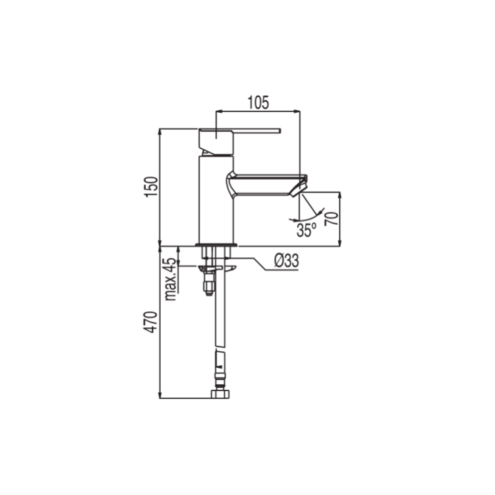 Bateria umywalkowa TRES LEX TRES bez korka chrom 181103