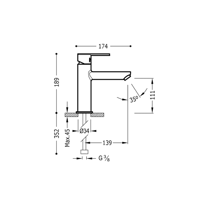 Bateria umywalkowa TRES LEX TRES bez korka chrom 181203