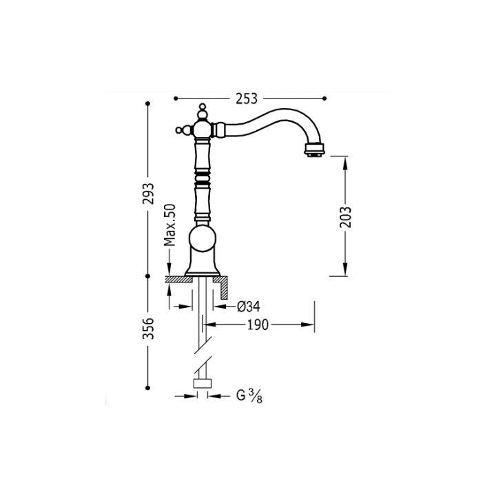 Bateria umywalkowa TRES CLASIC chrom 24210801