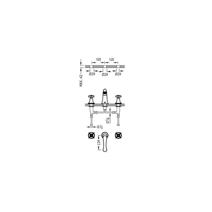 Bateria umywalkowa TRES CLASIC chrom 24210601