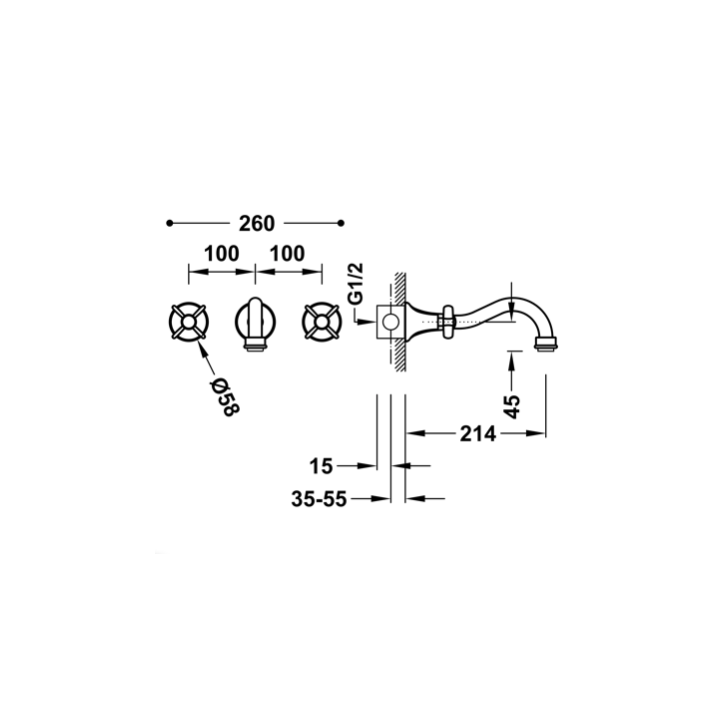 Bateria kuchenna podtynkowa TRES CLASIC złota 24215101OR