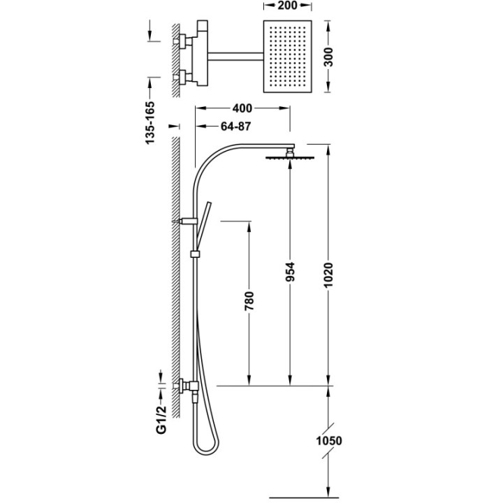 Komplet słuchawka-drążek Tres Slim Exclusive chrom 20219101
