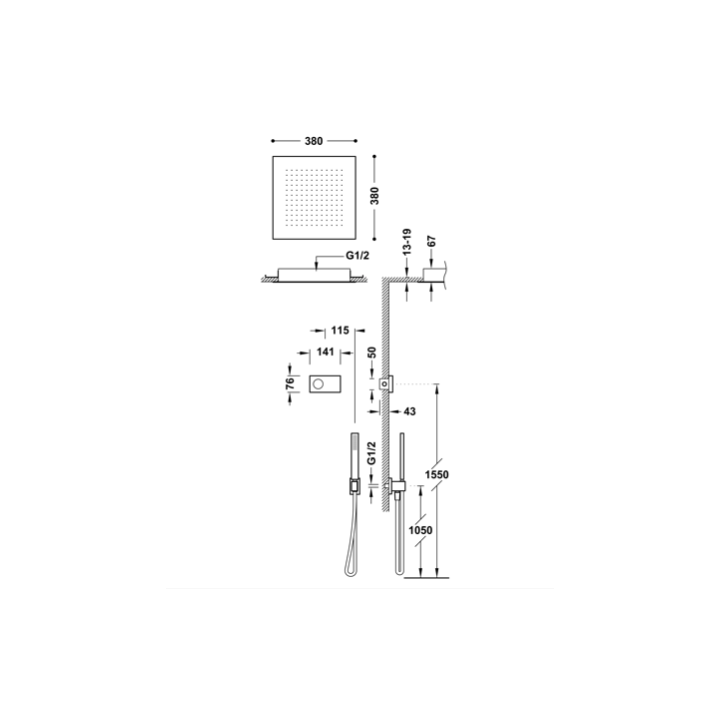 Zestaw prysznicowy TRES SHOWER TECHNOLOGY czarny/czarny mat 09288552NM