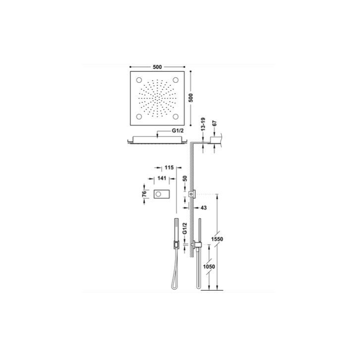 Zestaw prysznicowy TRES SHOWER TECHNOLOGY biały/chrom 09286562