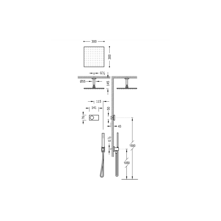 Zestaw prysznicowy TRES SHOWER TECHNOLOGY biały/chrom 09286564