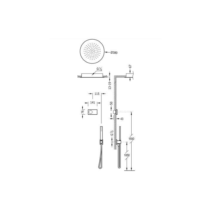 Zestaw prysznicowy TRES SHOWER TECHNOLOGY chrom/biały 09286555