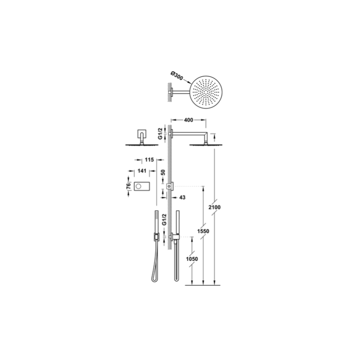 Zestaw prysznicowy TRES SHOWER TECHNOLOGY chrom/biały 09286558