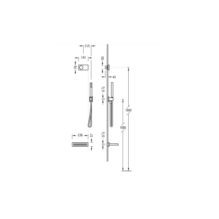 Zestaw nawannowy TRES SHOWER TECHNOLOGY chrom/biały 09286556