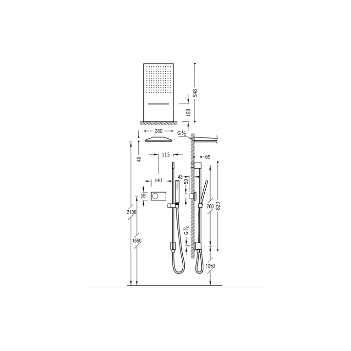 Zestaw prysznicowy TRES SHOWER TECHNOLOGY chrom/biały 09286307