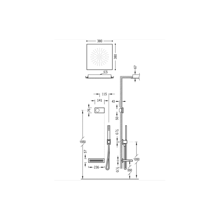 Zestaw nawannowy TRES SHOWER TECHNOLOGY chrom/biały 09286315
