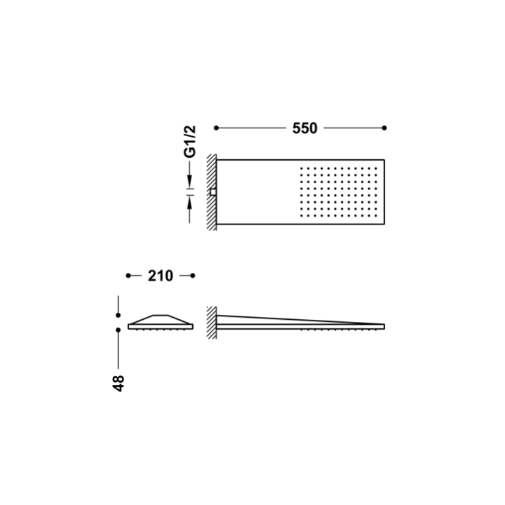 Deszczownica ścienna 210x550 mm TRES czarny mat 29990302NM