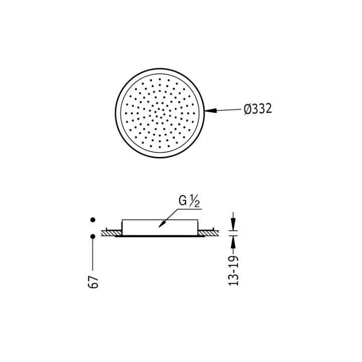 Deszczownica sufitowa TRES chrom 134715