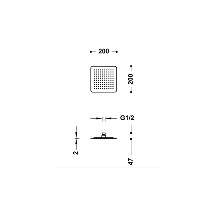Deszczownica sufitowa 200x200 mm TRES chrom 134315002